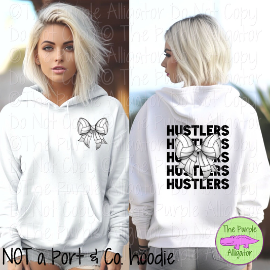 Hustlers Stack Volleyball Bow Front/Back Mascot School Spirit Wear Team Gear - CHOOSE YOUR TEXT COLOR - 0425 (d2f TPA)