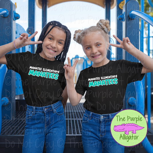 Manatee Elementary Manatees Mascot Bounce – Custom Elementary School Spirit Wear Mascot Apparel 0726 TPA