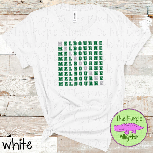 Melbourne 2 Color Stack Design | Custom Spirit Wear for Teachers, Students & Fans - CHOOSE YOUR DESIGN COLORS - 0725 (d2f TPA)
