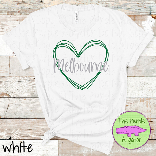 Melbourne Heart Frame | Custom Two-Color School & Mascot Spirit Wear 1026 TPA
