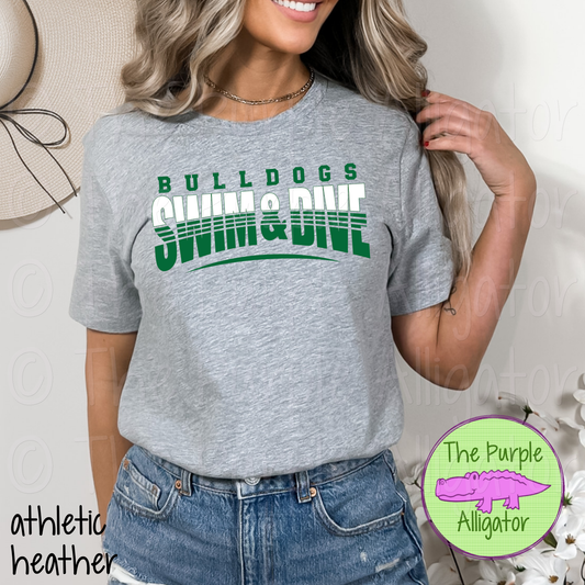 Bulldogs Swim & Dive SC2 Mascot School Spirit - CHOOSE YOUR DESIGN COLORS (d2f TPA)