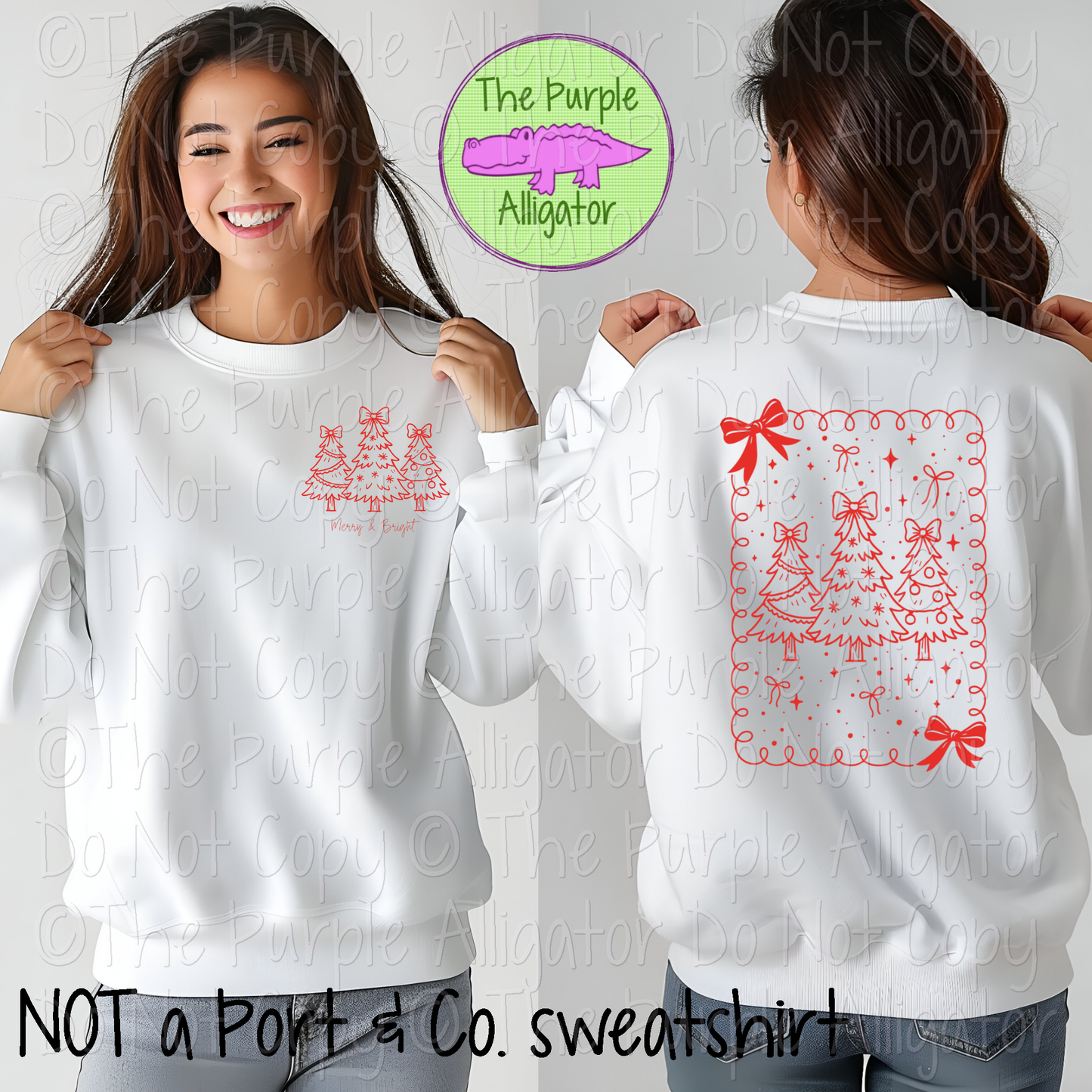 Merry & Bright Trees | Festive Christmas Tree Front/Back Design 1025 (d2f OBD)