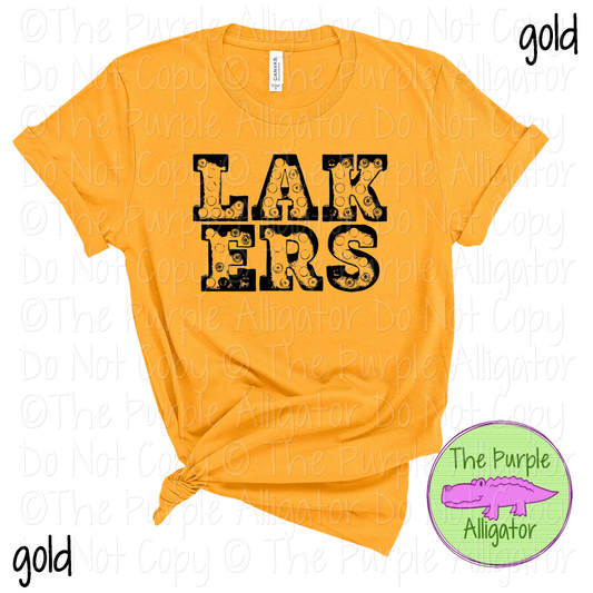 Lakers Messy Marquee Mascot School Spirit Wear Team Gear - CHOOSE YOUR DESIGN COLOR - 0425 (d2f TPA)