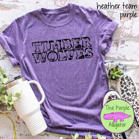 Timberwolves Messy Marquee Mascot School Spirit Wear Team Gear - CHOOSE YOUR DESIGN COLOR - 0425 (d2f TPA)