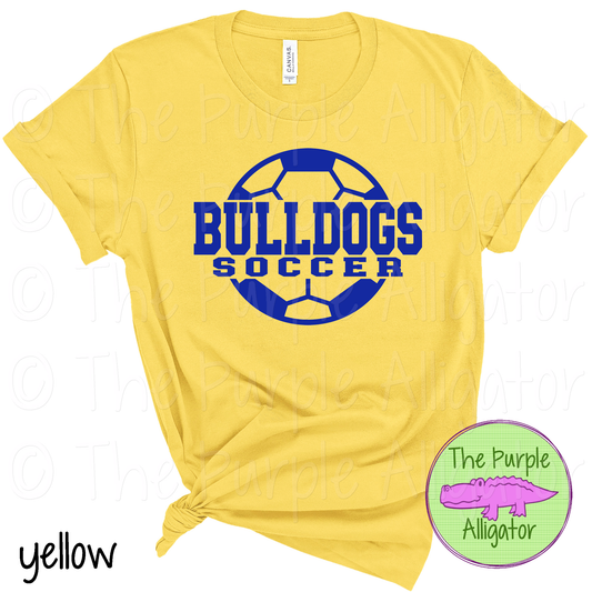 Bulldogs Soccer SC9 Mascot School Spirit - CHOOSE YOUR DESIGN COLOR (d2f TPA)