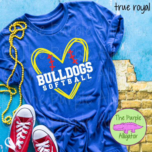 Bulldogs Softball SC26 Mascot School Spirit - CHOOSE YOUR TEXT COLOR (d2f TPA)
