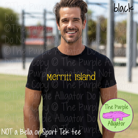 Merritt Island Distorted | Bold Brush Stroke Spirit Wear Design – Rough Distorted School Style | CHOOSE YOUR TEXT COLOR - 0825 (d2f TPA)