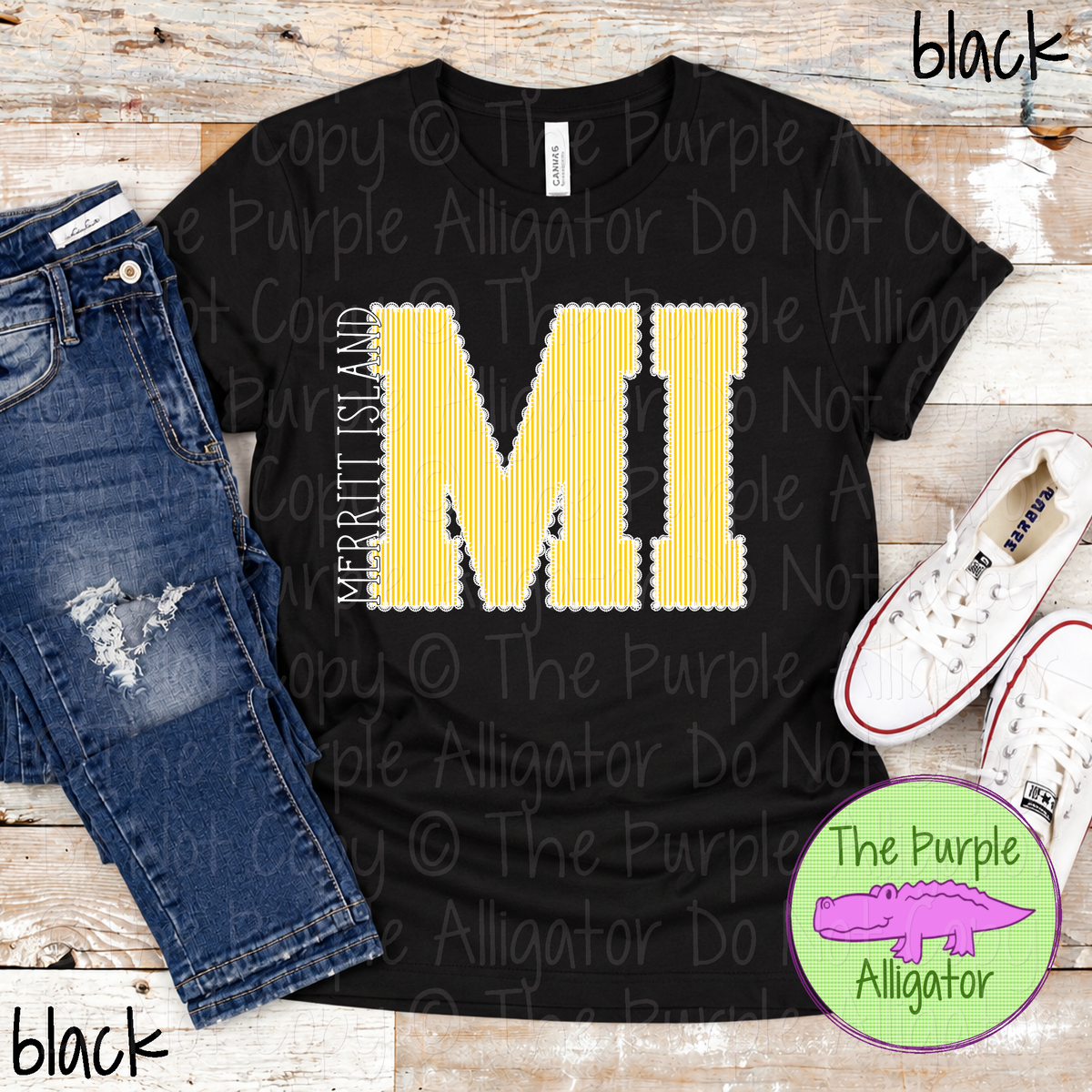 MI Merritt Island Seersucker & Lace – Custom School Initial Spirit Wear with Lace Detail 1026 TPA