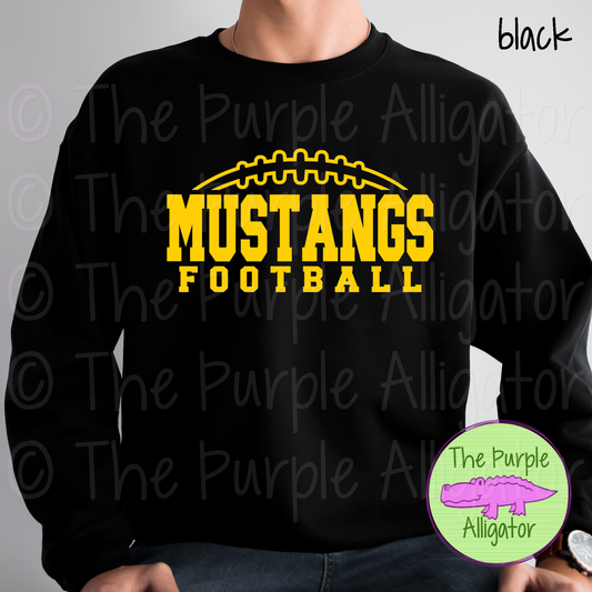 Mustangs Football SC8 Mascot School Spirit - CHOOSE YOUR DESIGN COLOR (d2f TPA)