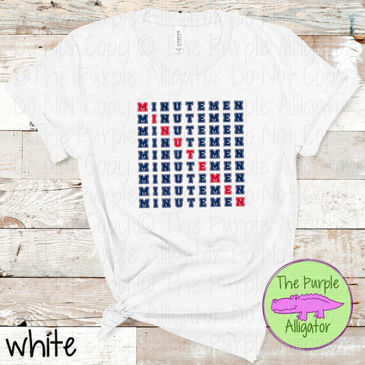 Minutemen 2 Color Stack Design | Custom Spirit Wear for Teachers, Students & Fans - CHOOSE YOUR DESIGN COLORS - 0725 (d2f TPA)