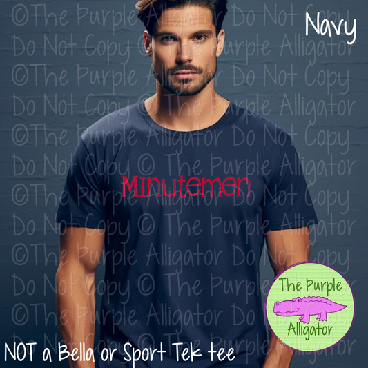 Minutemen Distorted | Bold Brush Stroke Spirit Wear Design – Rough Distorted Mascot Style | CHOOSE YOUR TEXT COLOR - 0825 (d2f TPA)