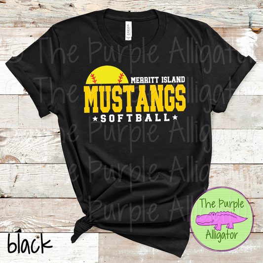 Merritt Island Mustangs Softball SC17 Mascot School Spirit - CHOOSE YOUR DESIGN COLORS (d2f TPA)