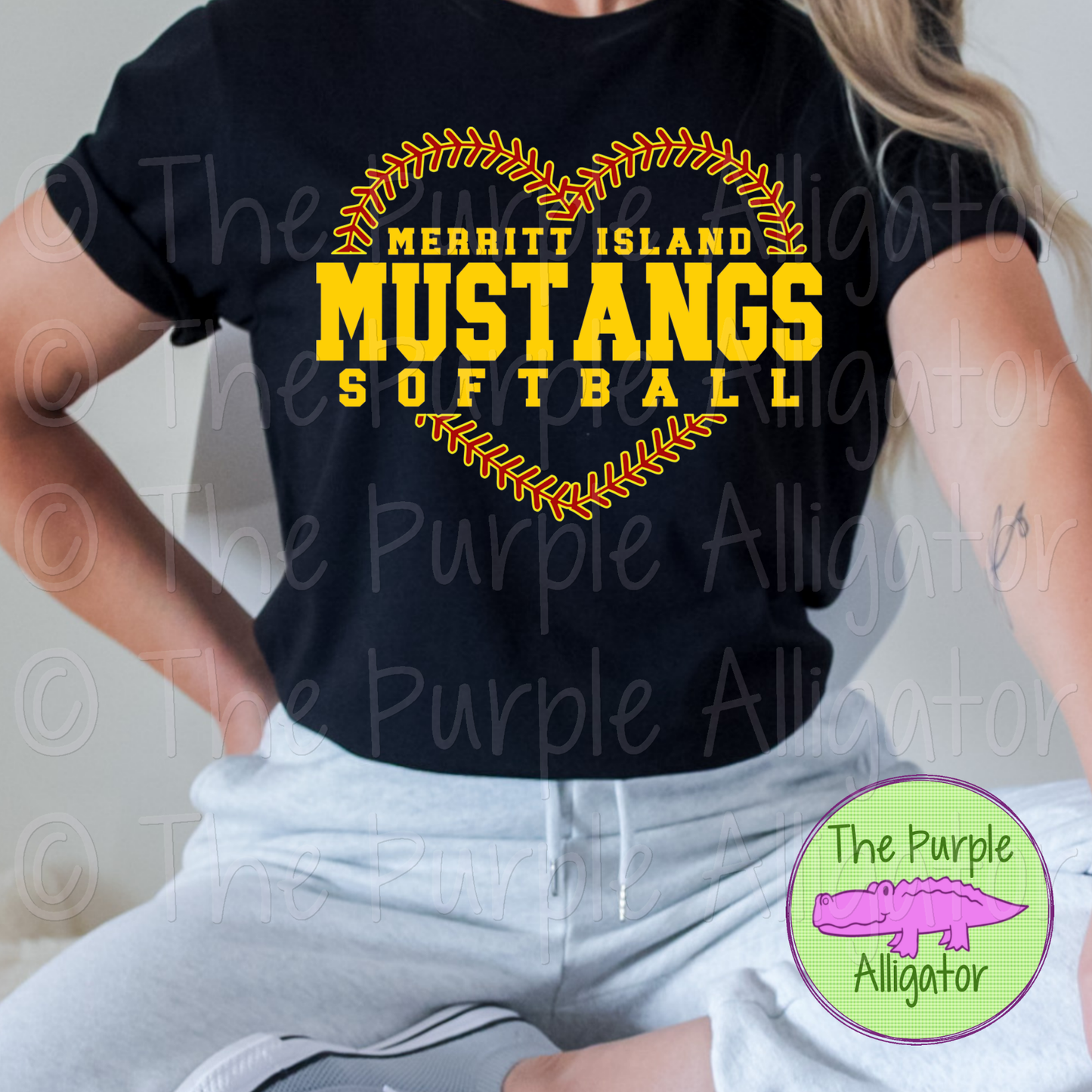 Merritt Island Mustangs Softball SC59 Mascot School Spirit - CHOOSE YOUR TEXT COLOR (d2f TPA)