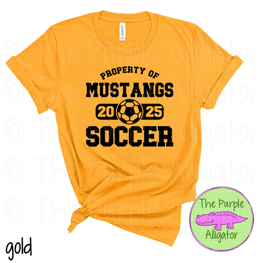 Mustangs Soccer SC44 Mascot School Spirit - CHOOSE YOUR DESIGN COLOR (d2f TPA)