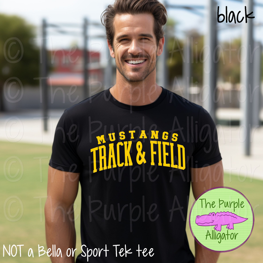 Mustangs Track & Field SC20 Mascot School Spirit - CHOOSE YOUR DESIGN COLOR (d2f TPA)