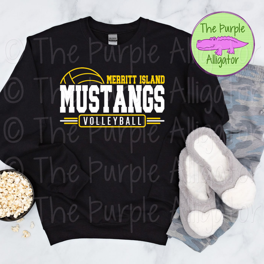 Merritt Island Mustangs Volleyball SC13 Mascot School Spirit - CHOOSE YOUR DESIGN COLORS (d2f TPA)