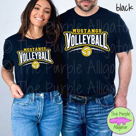 Mustangs Volleyball SC55 Mascot School Spirit - CHOOSE YOUR DESIGN COLORS (d2f TPA)