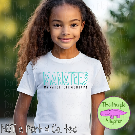 Manatee Manatees Mascot Outline – Custom School Spirit Wear Mascot Apparel 0726 TPA