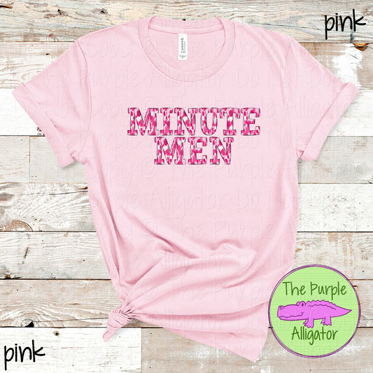 Minutemen Pink Out Brush Strokes – Custom Pink Mascot Spirit Wear Breast Cancer Awareness Apparel 0726 TPA