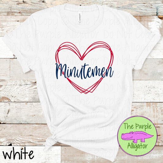 Minutemen Heart Frame | Custom Two-Color School & Mascot Spirit Wear 1026 TPA