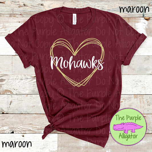Mohawks Heart Frame | Custom Two-Color School & Mascot Spirit Wear 1026 TPA