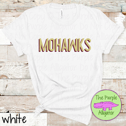 Mohawks NF Two-Tone Offset Spirit Design | Bold Two-Color Offset Text Design | CHOOSE YOUR DESIGN COLORS 0825 (d2f TPA)