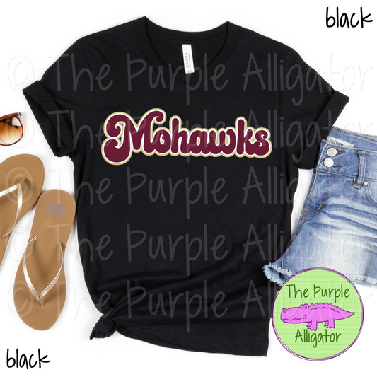 Mohawks Retro Bubble | 70s Style Script Spirit Wear Design - CHOOSE YOUR DESIGN COLORS (d2f TPA)