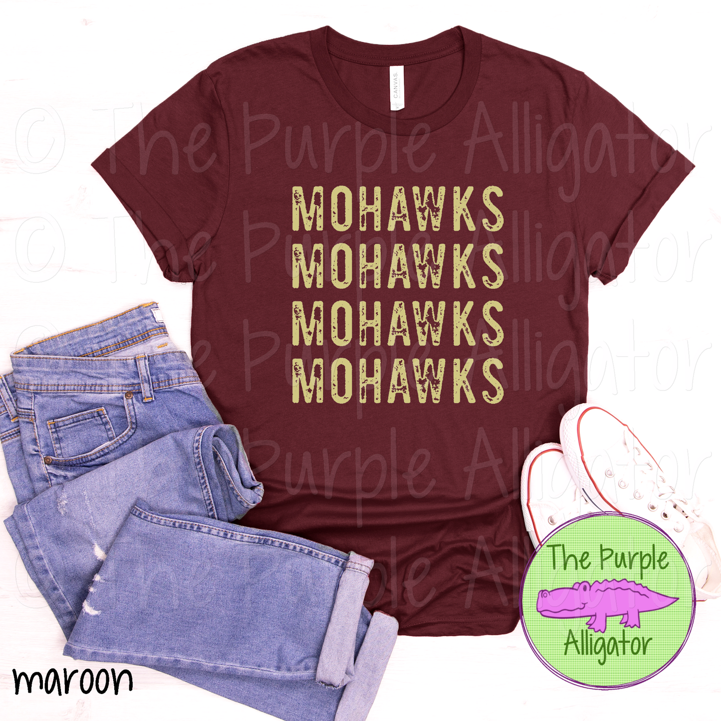 Mohawks Grunge Stack Mascot School Spirit - CHOOSE YOUR DESIGN COLOR (d2f TPA)