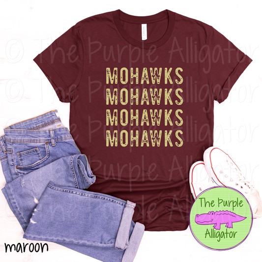 Mohawks Grunge Stack Mascot School Spirit - CHOOSE YOUR DESIGN COLOR (d2f TPA)