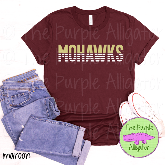 Mohawks Split Alpha Mascot School Spirit - CHOOSE YOUR DESIGN COLORS (d2f TPA)