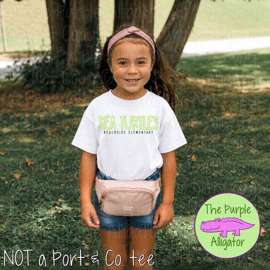 Beachside Sea Turtles Mascot Outline – Custom School Spirit Wear Mascot Apparel 0726 TPA