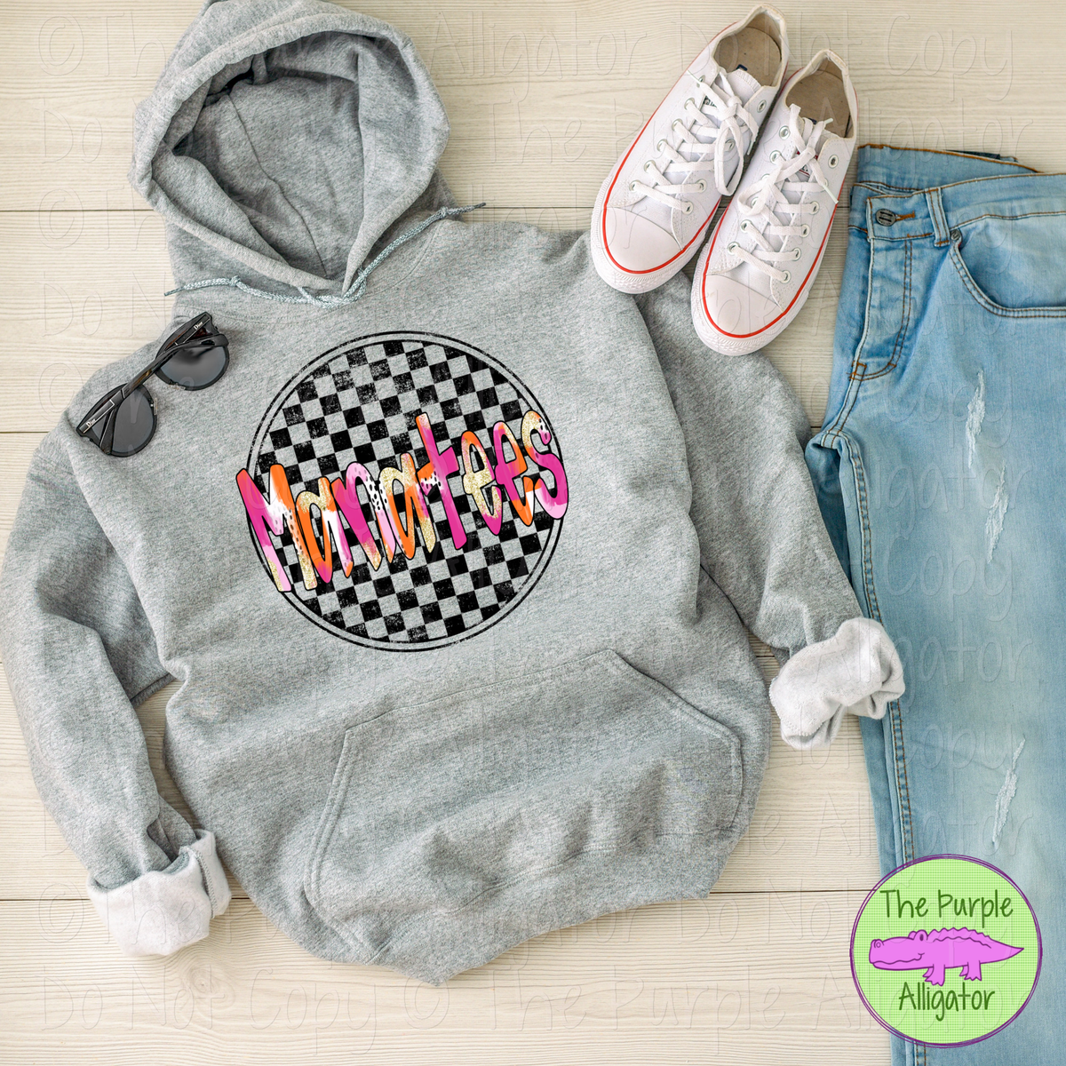 Manatees Preppy Checker | Distressed Checkered Custom Mascot Spirit Wear 0225 TPA