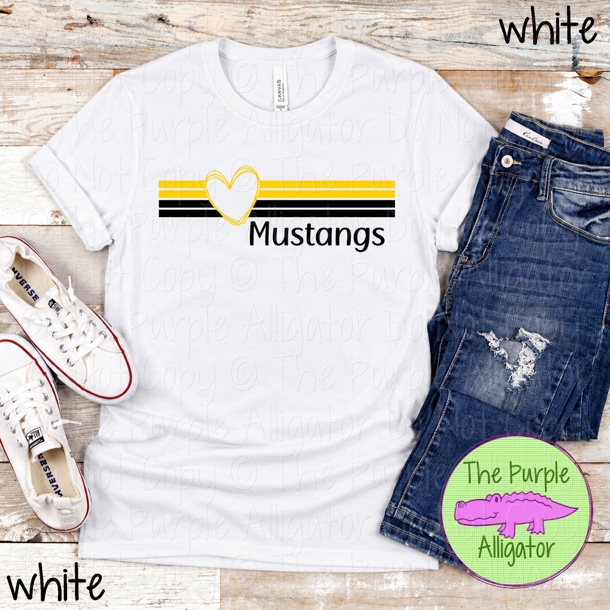 Mustangs Heartline – Custom Spirit Wear Mascot Apparel 0926 TPA