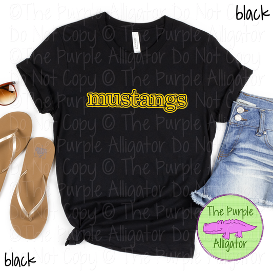 Mustangs Legacy Outline - The Classic Series - Custom School & Mascot Spirit Wear Apparel 0626 TPA