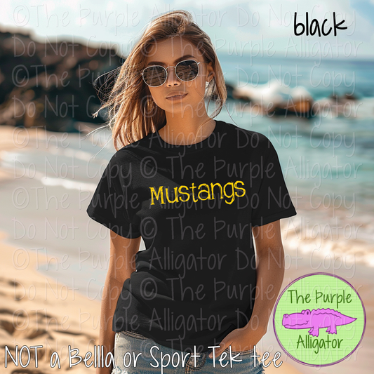 Mustangs Distorted | Bold Brush Stroke Spirit Wear Design – Rough Distorted Mascot Style | CHOOSE YOUR TEXT COLOR - 0825 (d2f TPA)