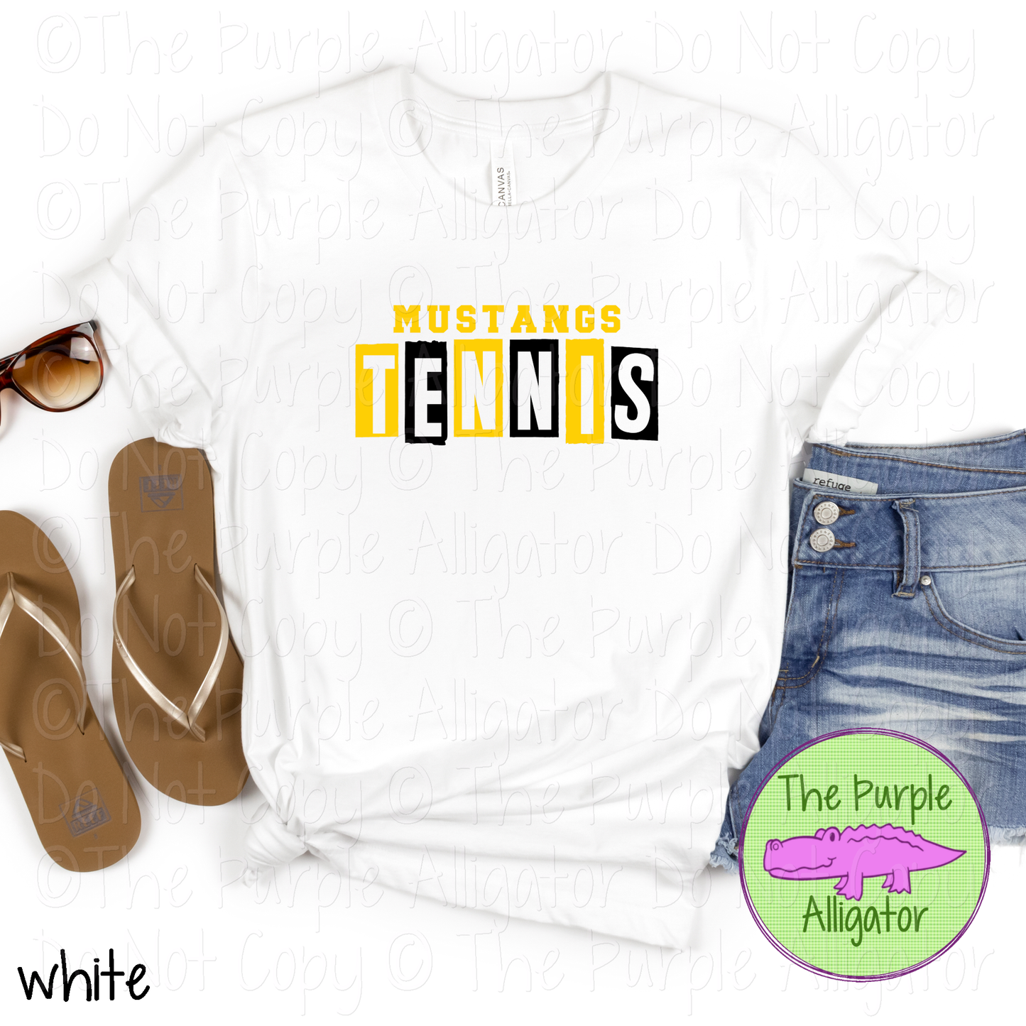 Mustangs Tennis Halftime – The Halftime Series Custom Two-Color Mascot Tennis Spirit Wear 0626 TPA