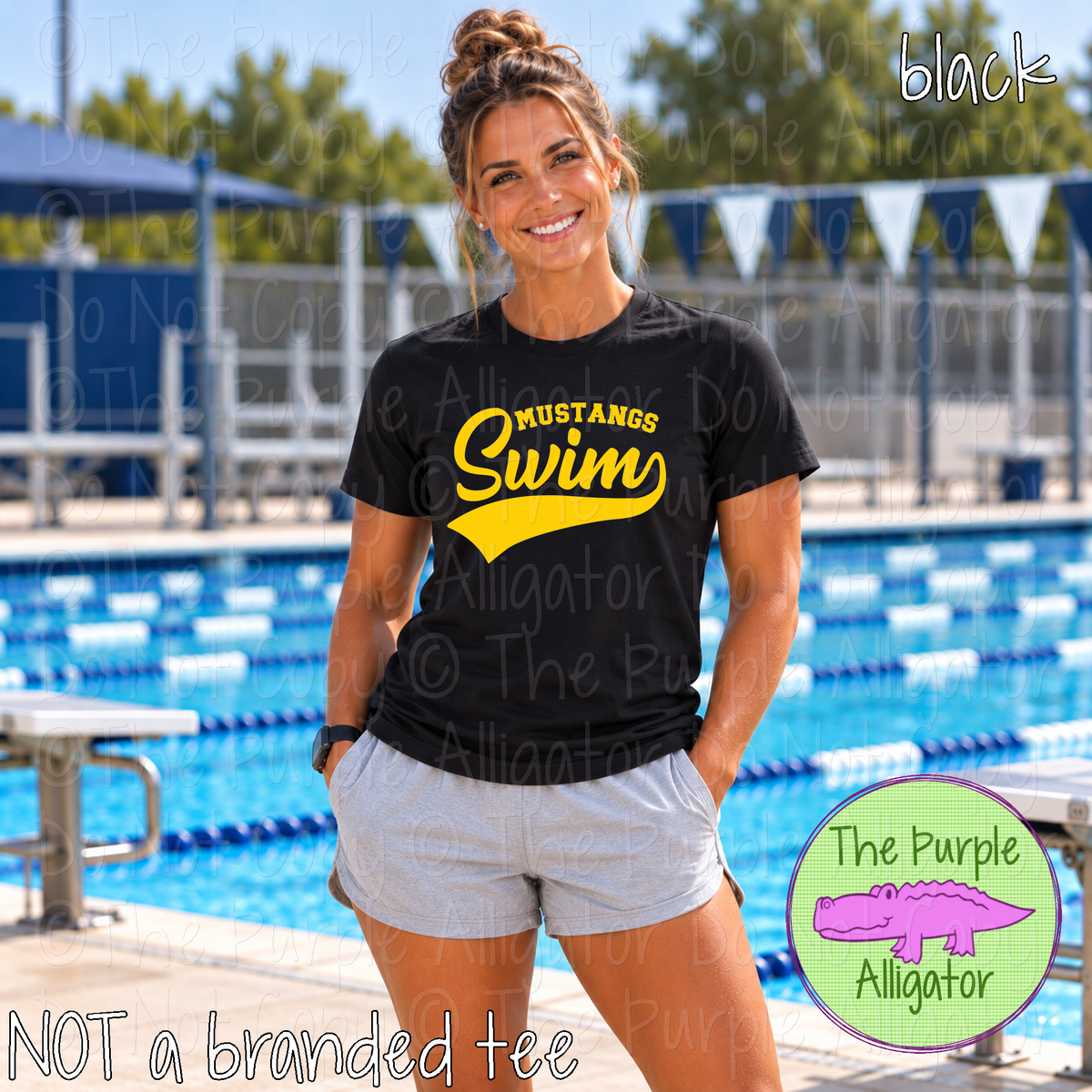 Mustangs Swim 13 – Classic Swash Custom Swim Spirit Wear Mascot Apparel 1026 TPA