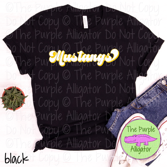 Mustangs B-Retro | Custom Retro Mascot Spirit Wear for Fans & Teams - CHOOSE YOUR DESIGN COLORS 0725 (d2f TPA)