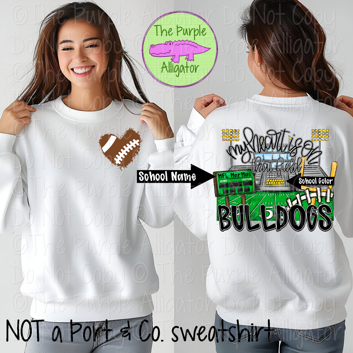 MFL MarMac Bulldogs My Heart is On The Field Parent Grandparent Family Mascot School Spirit Wear Team Gear 0425 (d2f SWD)
