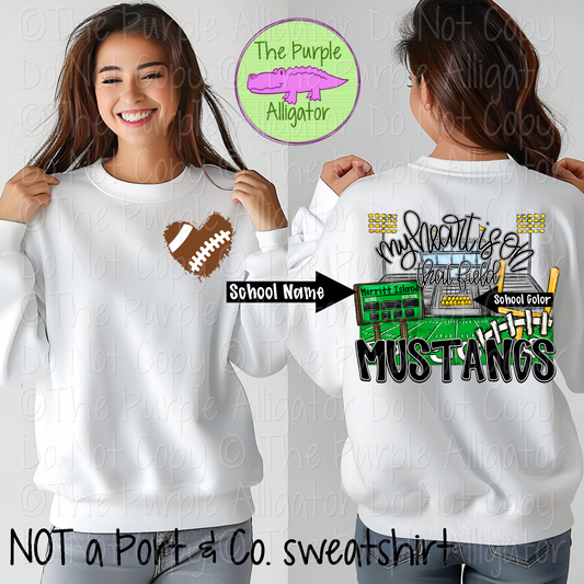 Merritt Island Mustangs My Heart is On The Field Parent Grandparent Family Mascot School Spirit Wear Team Gear 0425 (d2f SWD)