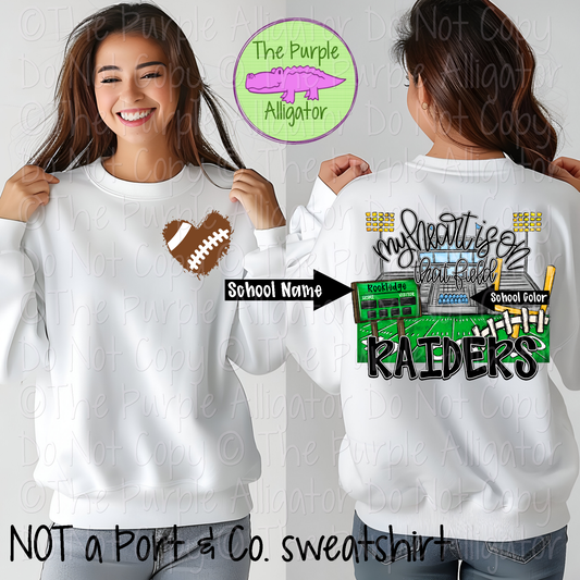 Rockledge Raiders My Heart is On The Field Parent Grandparent Family Mascot School Spirit Wear Team Gear 0425 (d2f SWD)