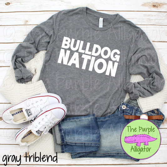Bulldog Nation D-O – Modern All-Caps Mascot Nation Spirit Wear Design - CHOOSE YOUR TEXT COLOR 0924 (d2f TPA)