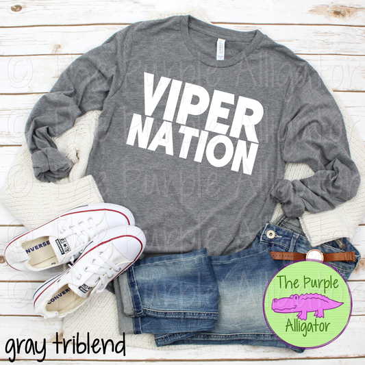 Viper Nation D-O – Modern All-Caps Mascot Nation Spirit Wear Design - CHOOSE YOUR TEXT COLOR 0924 (d2f TPA)