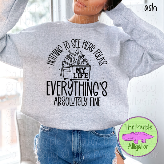 Nothing to See Here Folks Everything’s Fine | Funny Dumpster Fire Design 0424 (d2f HMD)