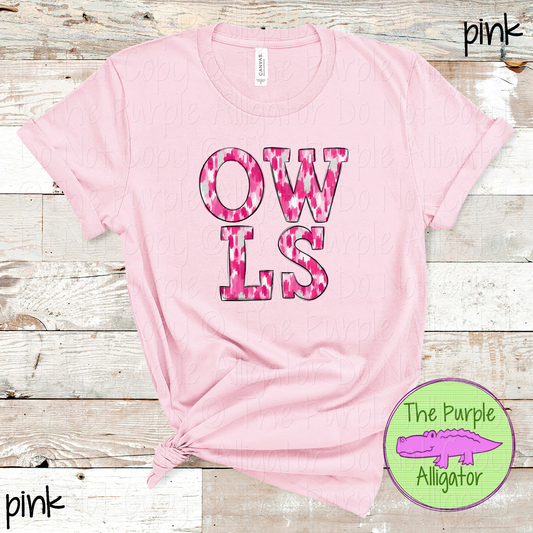 Owls Pink Out Brush Strokes – Custom Pink Mascot Spirit Wear Breast Cancer Awareness Apparel 0726 TPA