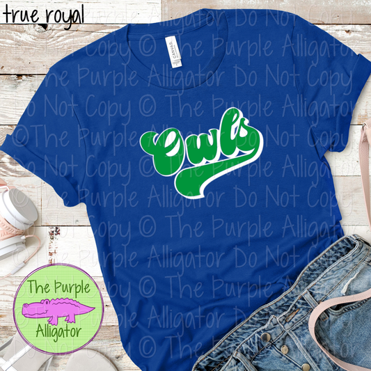 Owls B-Retro | Custom Retro Mascot Spirit Wear for Fans & Teams - CHOOSE YOUR DESIGN COLORS 0725 (d2f TPA)