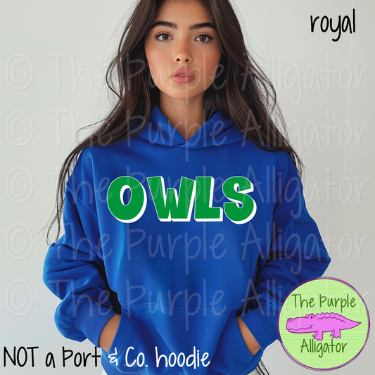 Owls HG Mascot School Spirit CHOOSE YOUR DESIGN COLORS 1124 (d2f TPA)