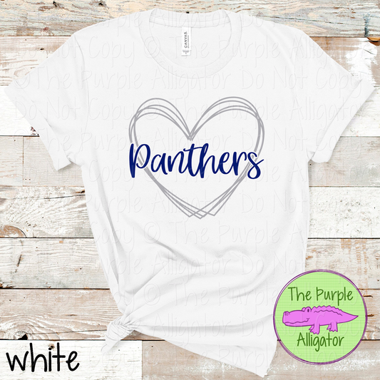 Panthers Heart Frame | Custom Two-Color School & Mascot Spirit Wear 1026 TPA