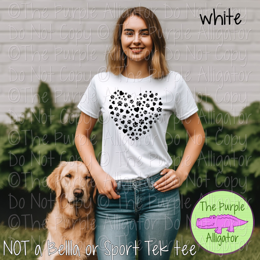 Paw Print Heart - Choose Your Design Color - 1124 (d2f DA)
