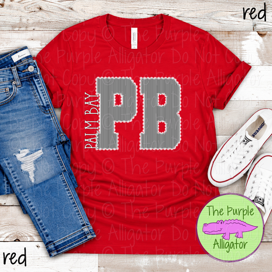 PB Palm Bay Seersucker & Lace – Custom School Initial Spirit Wear with Lace Detail 1026 TPA